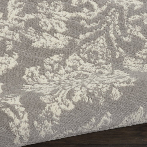 2' X 4' Gray Damask Power Loom Area Rug